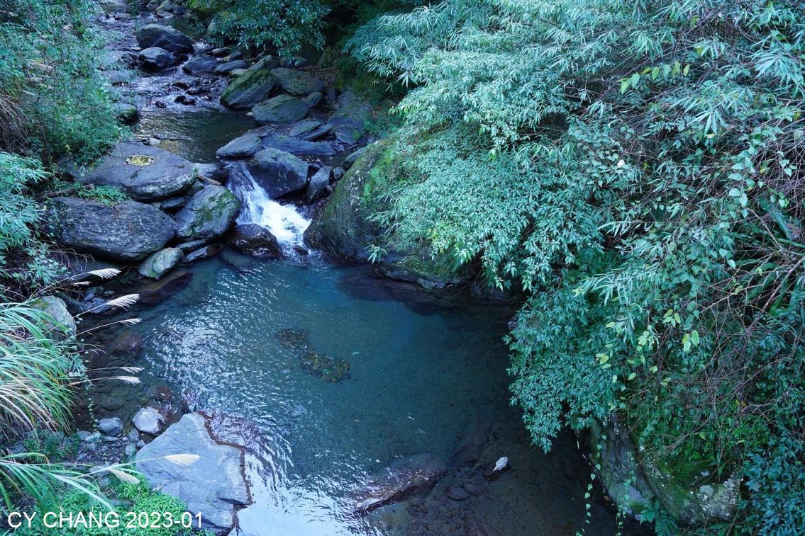 The stream under the Baishih Suspension Bridge